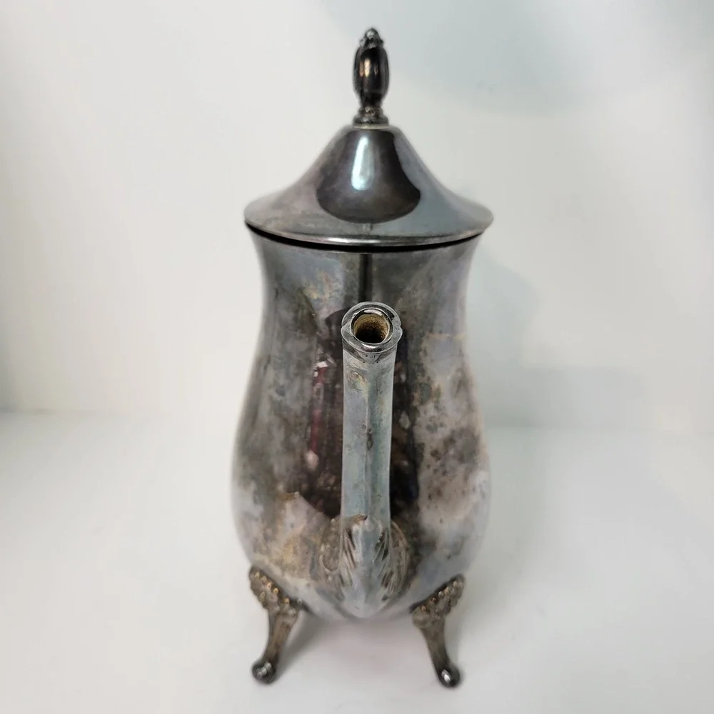 Leonard Silver Plated Coffee Pot Server‎ Vintage Ornate Floral Footed